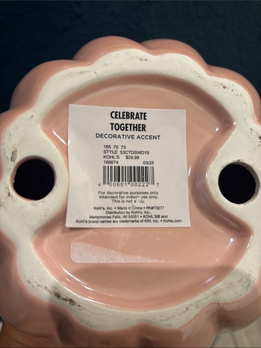 Pink iridescent ceramic pumpkin - Picture 2 of 2